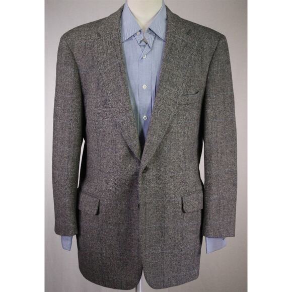 Paul Stuart Vintage 80's Gray Blue Herringbone Tweed 2-Btn Sportcoat Blazer 42R - Picture 2 of 8